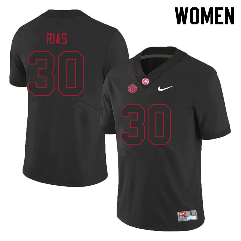 Alabama Crimson Tide Women's DJ Rias #30 Black NCAA Nike Authentic Stitched 2021 College Football Jersey RI16L00CO